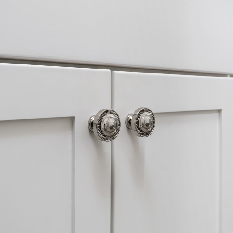 Polished Nickel Round Cabinet Knob with Coin Edge Design