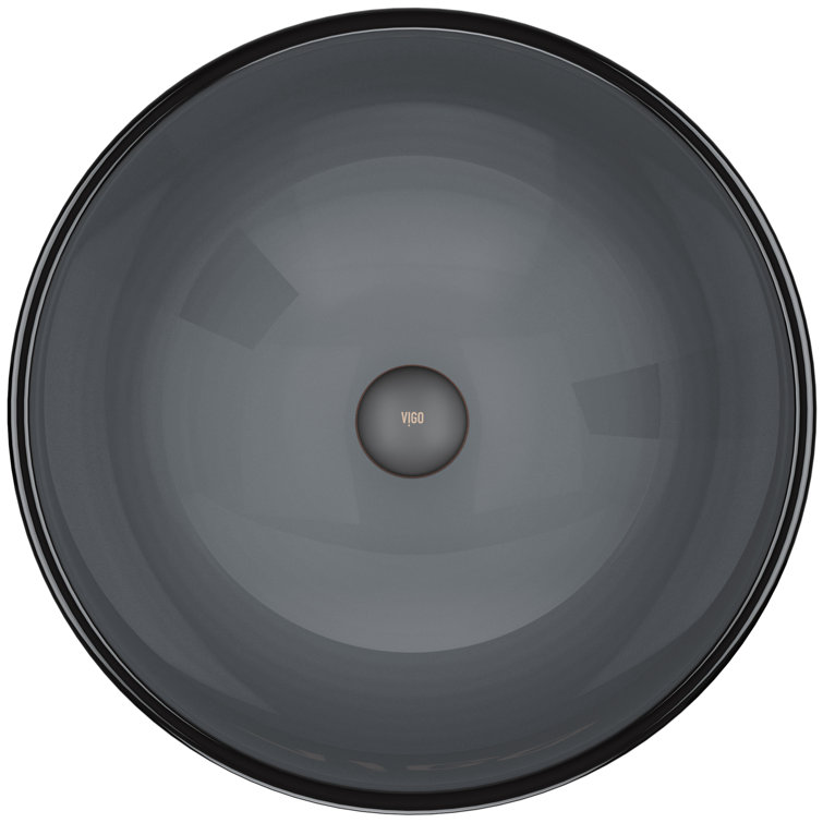 Giovanni Sheer Black Glass Round Vessel Bathroom Sink