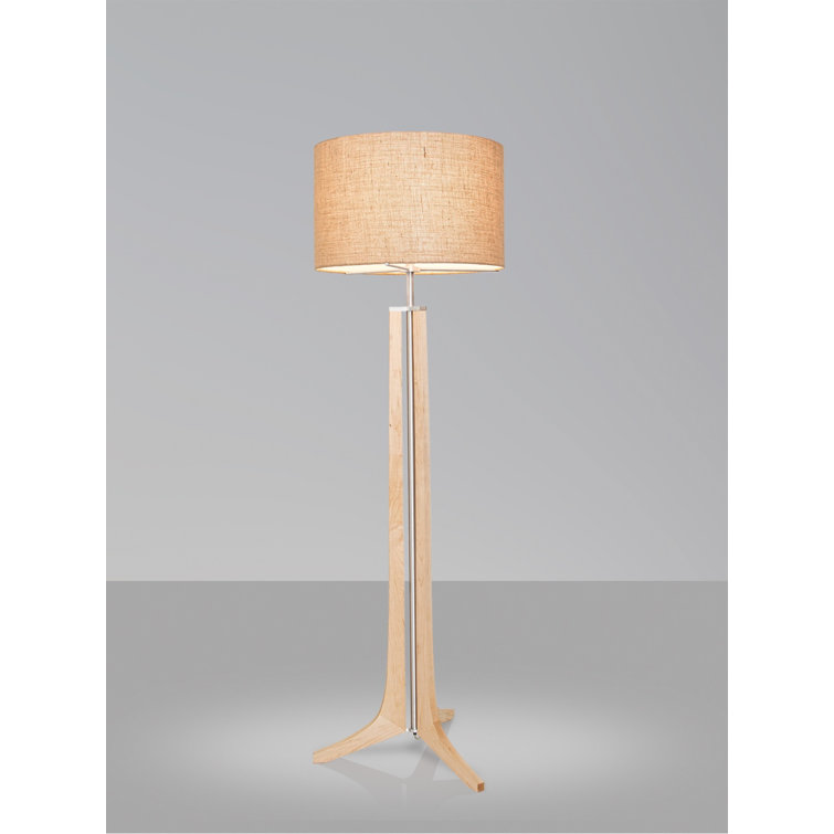 Forma 72'' Brushed Aluminum Maple Floor Lamp with White Linen Shade