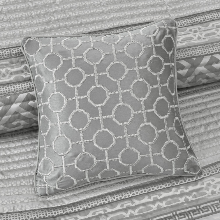 Gray King Reversible Microfiber Jacquard Quilt Set