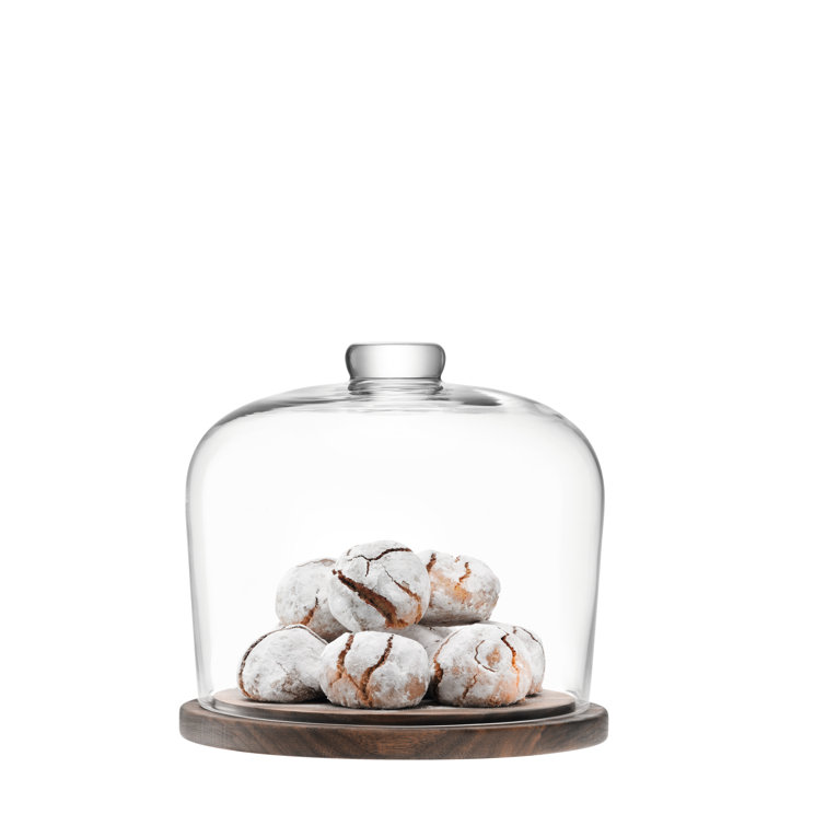 Modern Clear Glass Dome with Oiled Walnut Base