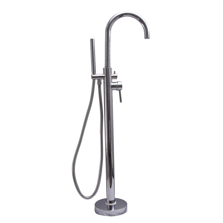 Polished Chrome Freestanding Tub Filler with Handshower