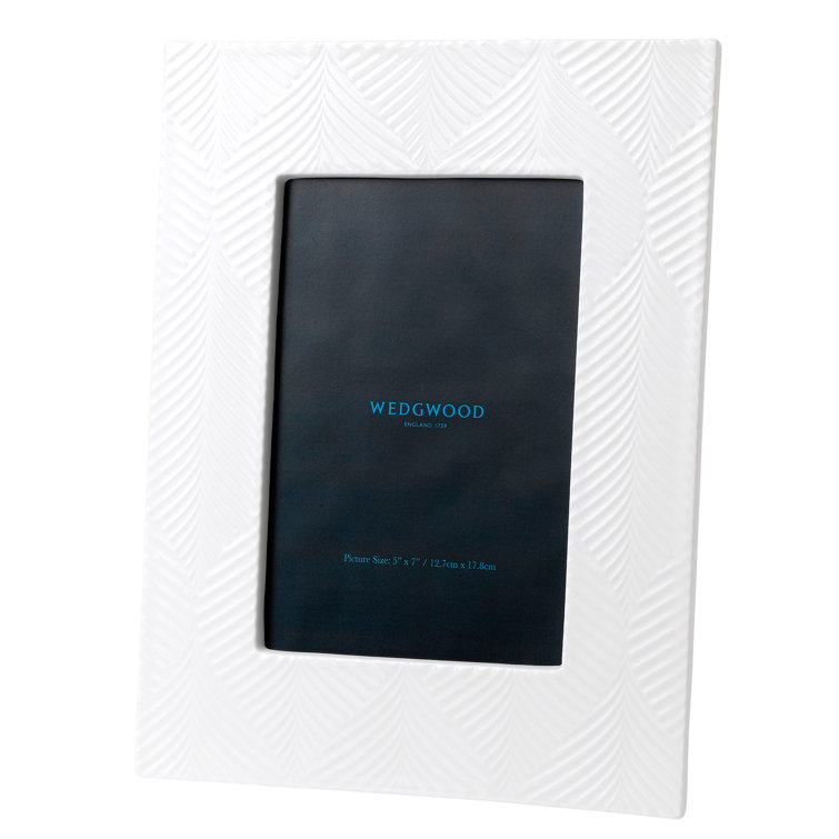 White Porcelain 5x7 Picture Frame with Embossed Motifs