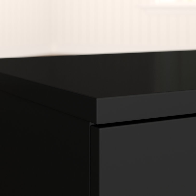 Gramercy Pure Black Modern 1-Drawer Nightstand with Open Shelf