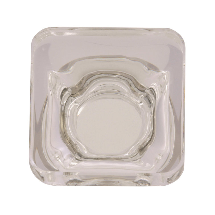 Clear and Polished Nickel Square Cabinet Knob with Mounting Hardware
