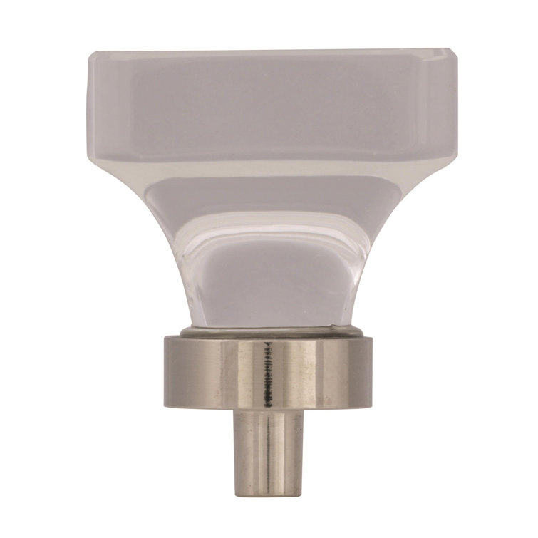 Clear and Polished Nickel Square Cabinet Knob with Mounting Hardware