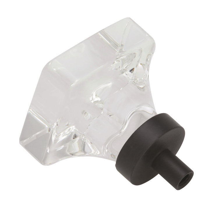 Glacio Clear and Oil-Rubbed Bronze Square Cabinet Knob