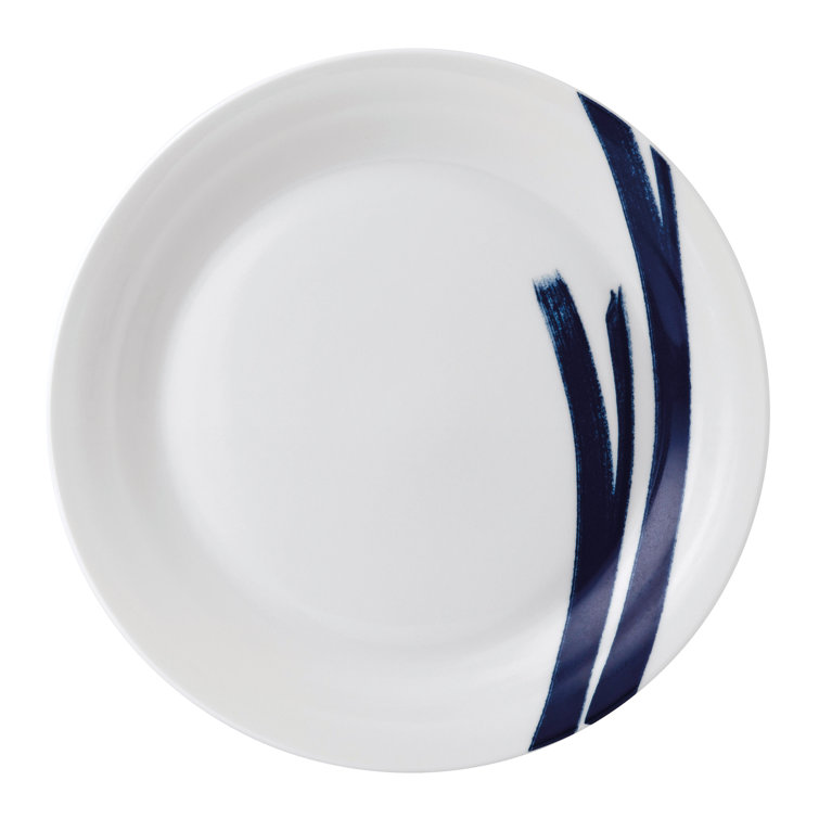Pacific Blue and White Porcelain Dinner Plate Set, 11 inches, Set of 6