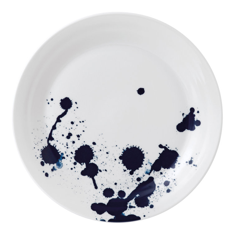 Pacific Blue and White Porcelain Dinner Plate Set, 11 inches, Set of 6