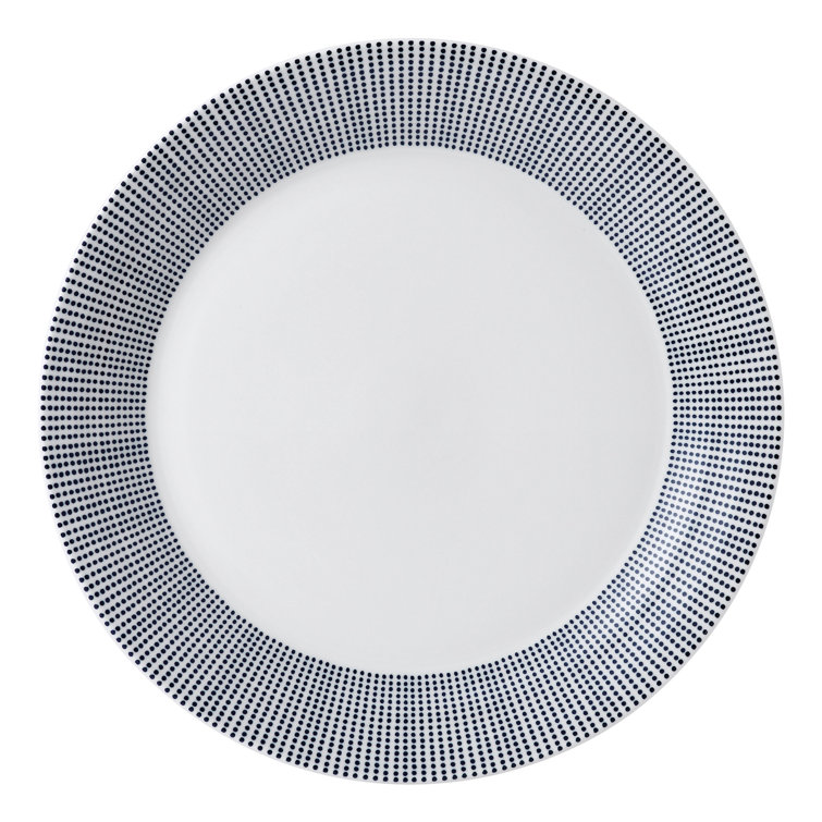 Pacific Blue and White Porcelain Dinner Plate Set, 11 inches, Set of 6