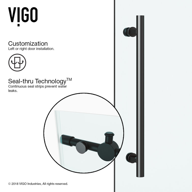 Elan 60" Matte Black Frameless Sliding Tub Door with Clear Glass