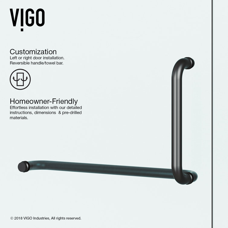 Pirouette 36-48" Adjustable Frameless Pivot Shower Door with Clear Glass