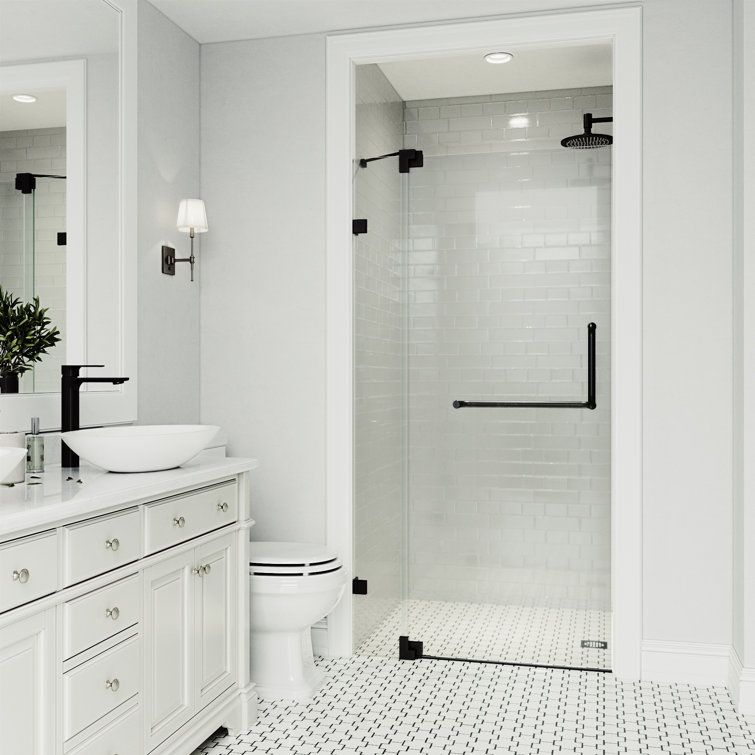 Pirouette 36-48" Adjustable Frameless Pivot Shower Door with Clear Glass