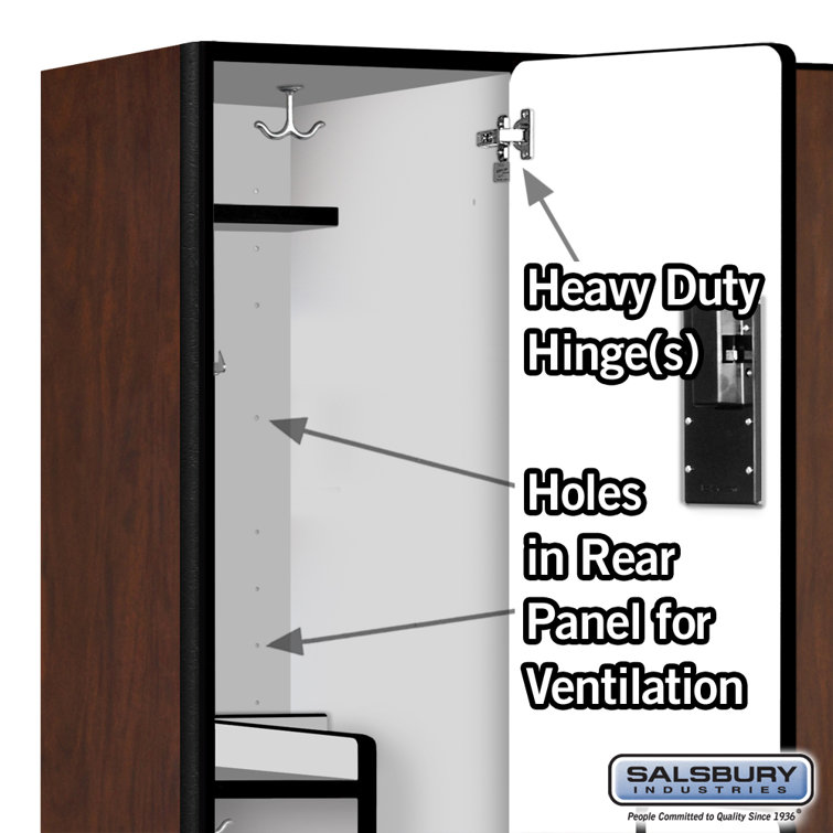 Extra Wide Mahogany Wood Gym Locker with Shelves - 76"H x 45"W