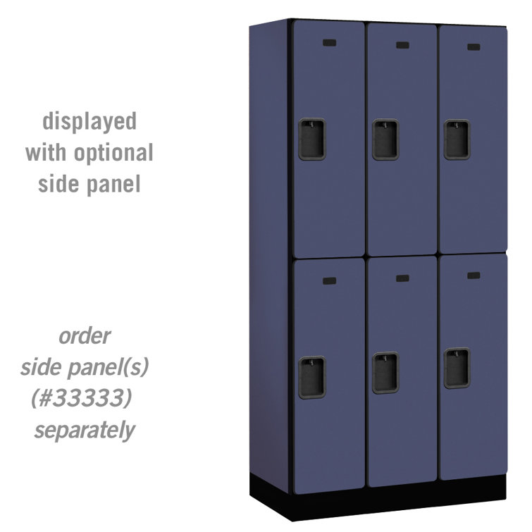 Mahogany 2-Tier 6-Door Wood Locker with Black Base