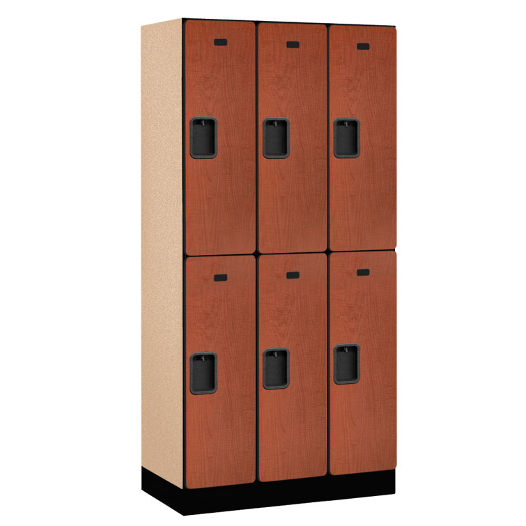 Cherry Double Tier Lockable Wood Locker Unit