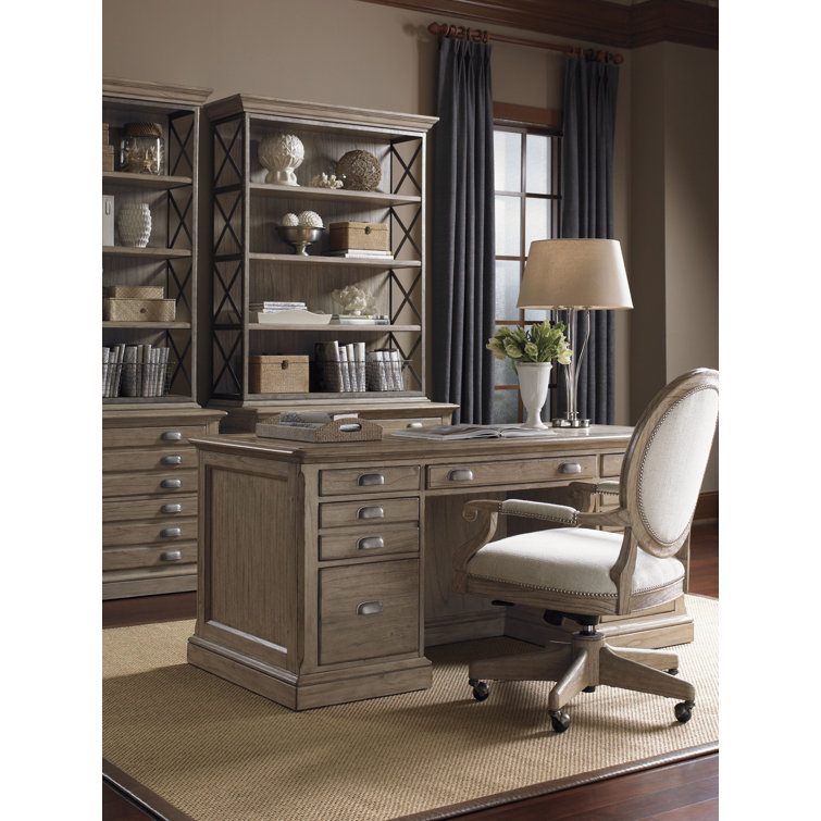 Transitional Barton Creek 66" Executive Home Office Desk in Weathered Driftwood