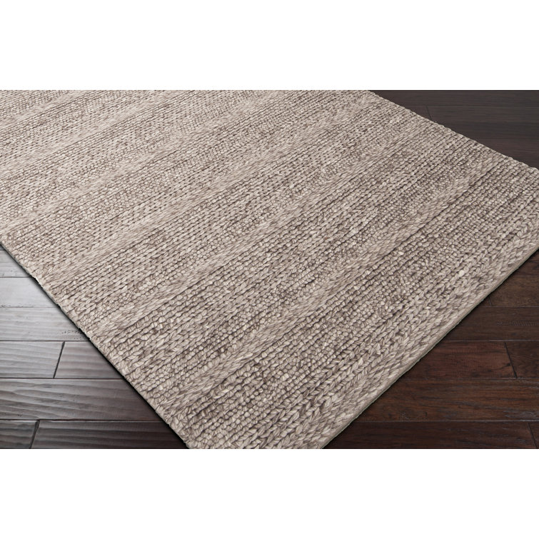 Handmade Brown Wool Rectangular Rug 5' x 8'