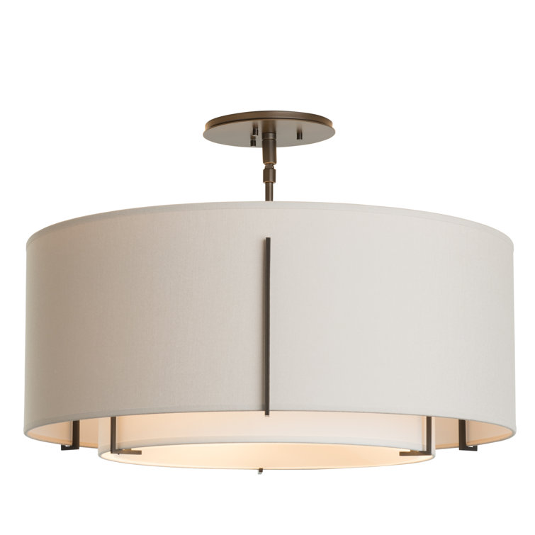 Exos 23'' Black and Flax Iron Drum Semi-Flush Mount