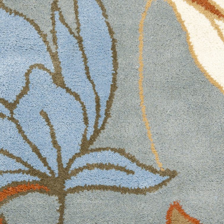 Handmade Blue and Multi Wool Tufted Area Rug