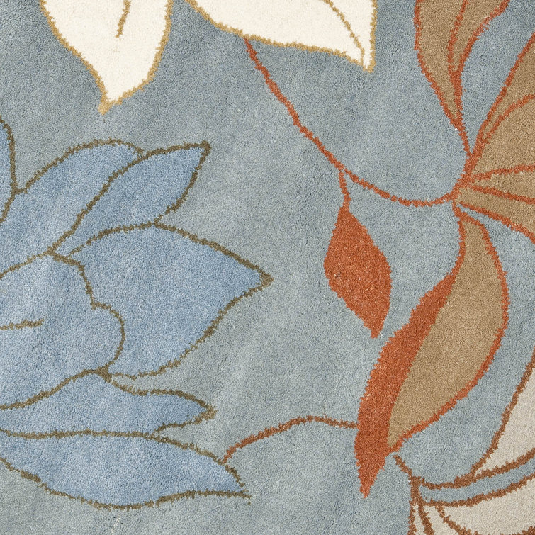 Handmade Blue and Multi Wool Tufted Area Rug