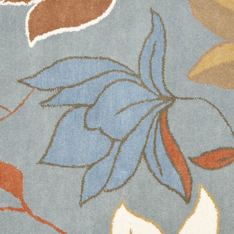 Handmade Blue and Multi Wool Tufted Area Rug