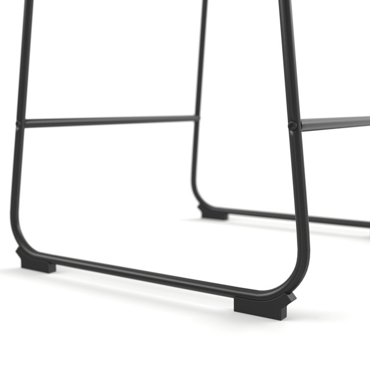 Modern Sleek Black Faux Leather Barstools with Powder-Coated Steel Legs