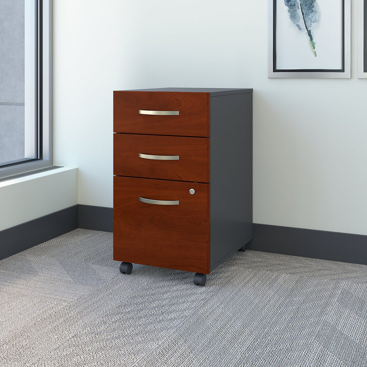 Hansen Cherry 3-Drawer Mobile Lockable File Cabinet