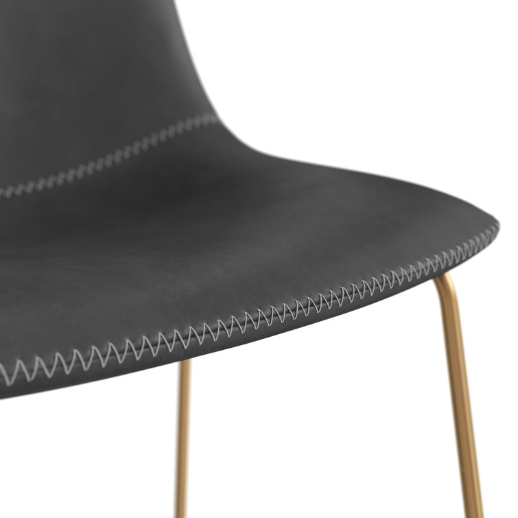 Vintage Flair Modern Touch Grey & Gold Faux Leather Counter Stools