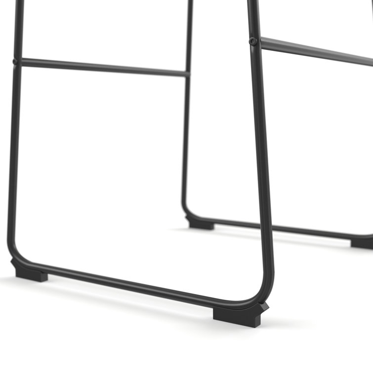 Modern Sleek Black Faux Leather Barstools with Powder-Coated Steel Legs