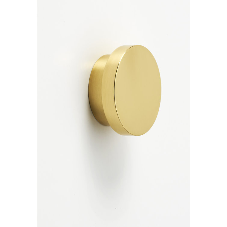Polished Brass Round Cabinet Knob with Mounting Hardware