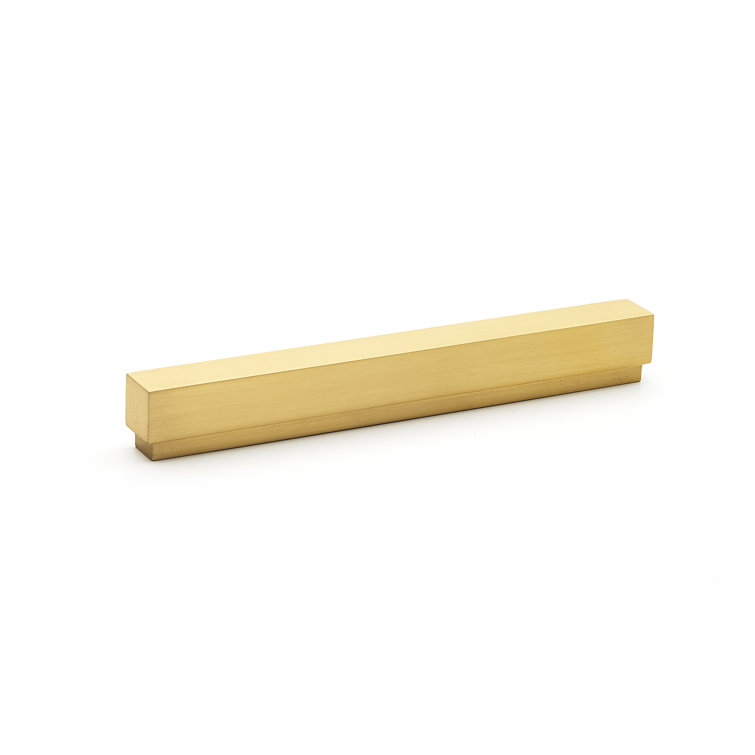Modern Satin Brass Recessed Bar Handle Pull with Mounting Hardware