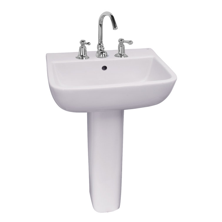 20.5'' White Vitreous China Rectangular Pedestal Sink with Overflow