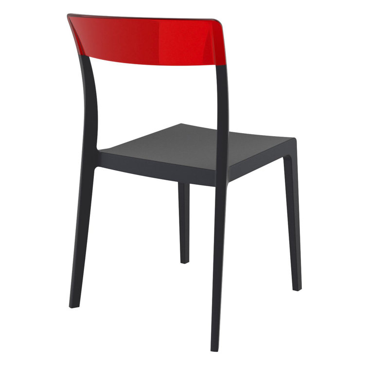 Black and Red Stackable Plastic Dining Chairs, Set of 2