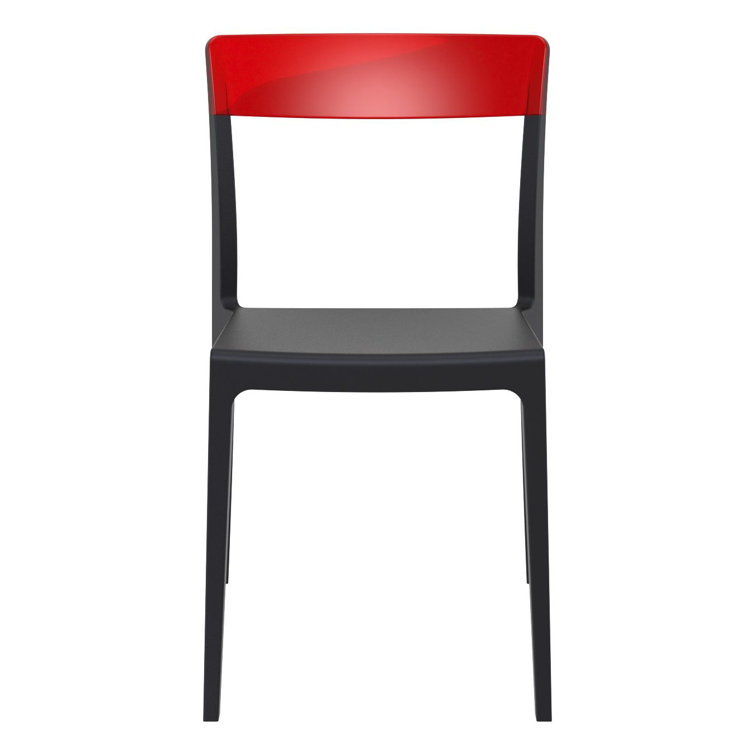 Black and Red Stackable Plastic Dining Chairs, Set of 2