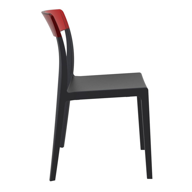 Black and Red Stackable Plastic Dining Chairs, Set of 2