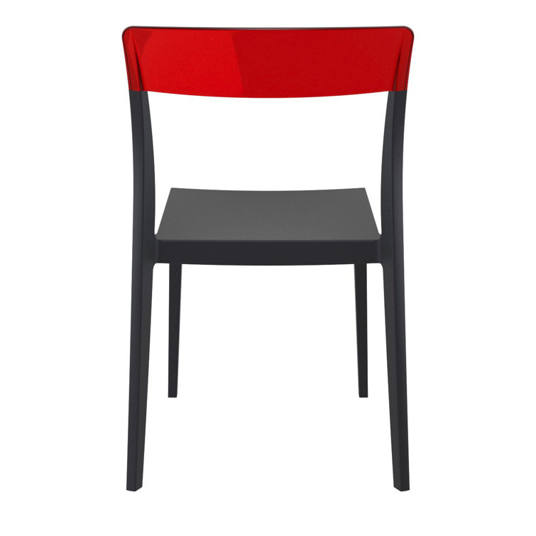 Black and Red Stackable Plastic Dining Chairs, Set of 2
