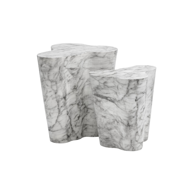 Ava Grey Marble-Finish Concrete End Table