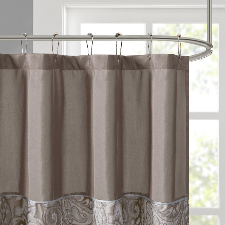 Charlotte Blue and Brown Jacquard Paisley Shower Curtain