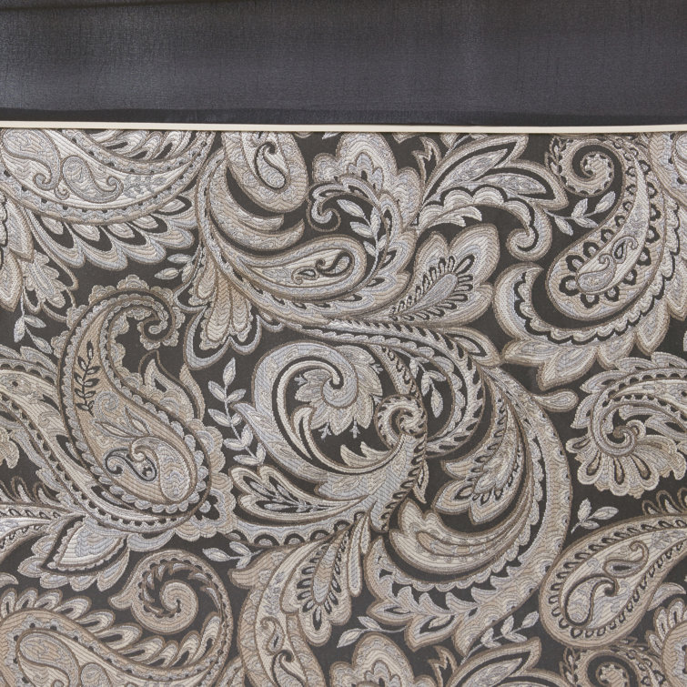 Black and Off-White Paisley Jacquard Shower Curtain