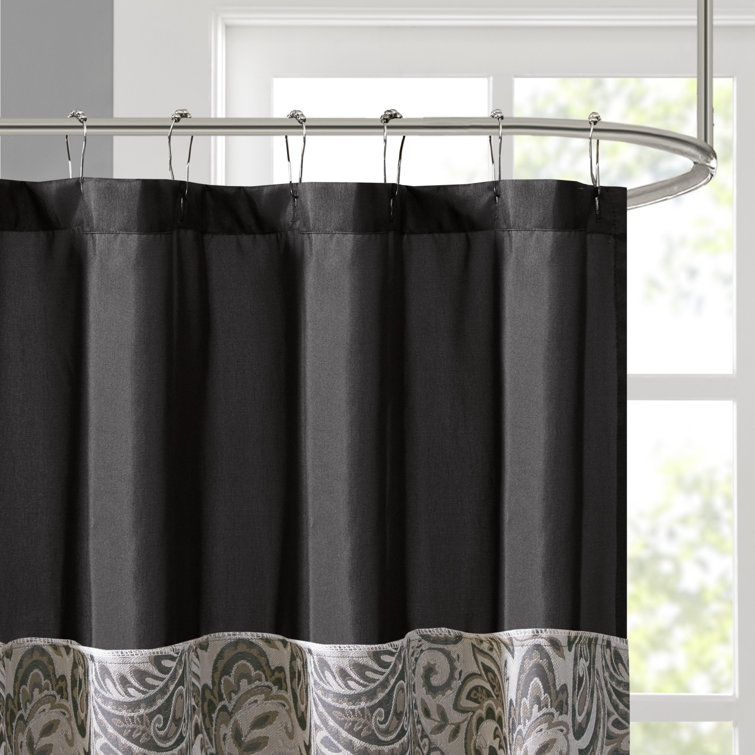 Black and Off-White Paisley Jacquard Shower Curtain