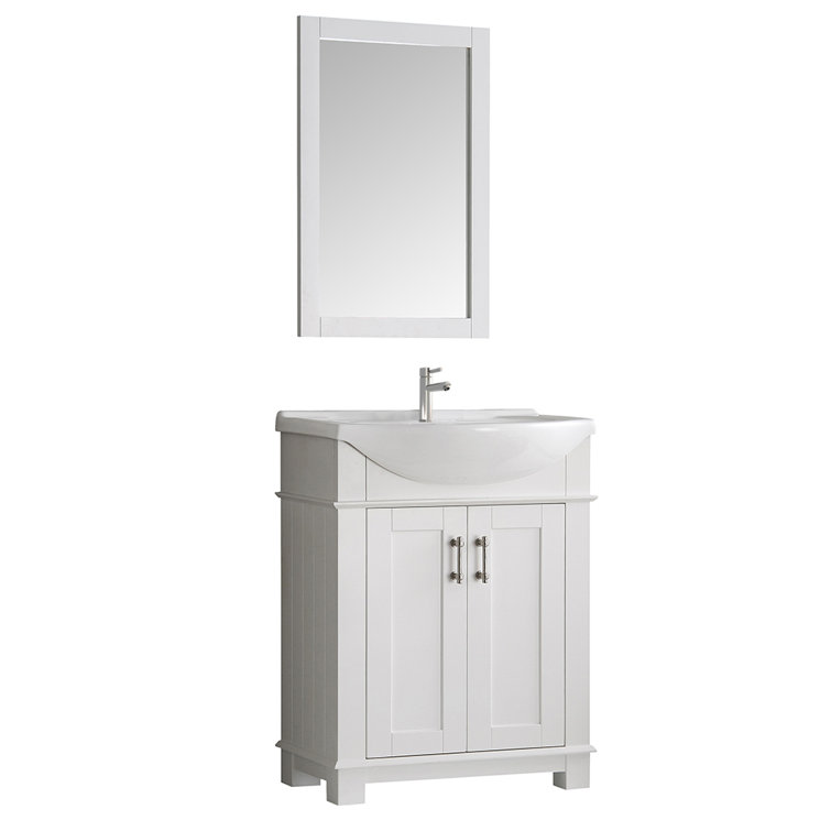 Hartford 30" White Solid Wood Freestanding Bathroom Vanity with Ceramic Sink
