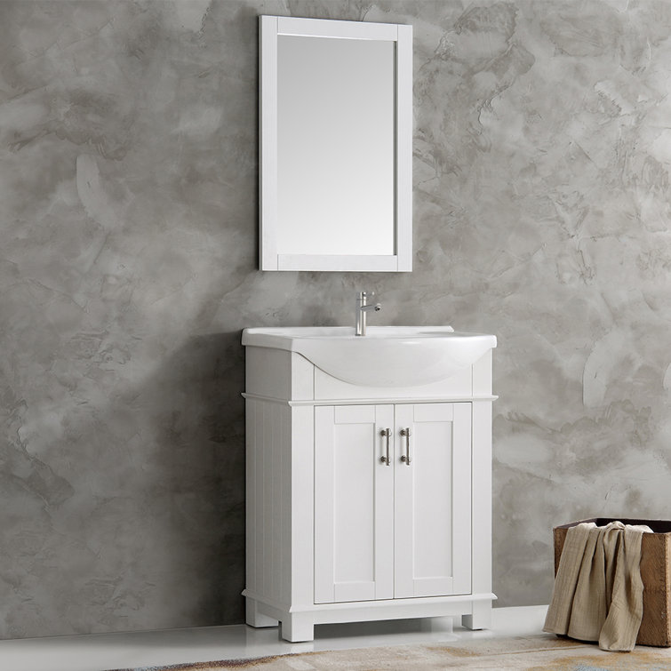 Hartford 30" White Solid Wood Freestanding Bathroom Vanity with Ceramic Sink