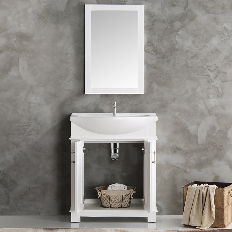 Hartford 30" White Solid Wood Freestanding Bathroom Vanity with Ceramic Sink