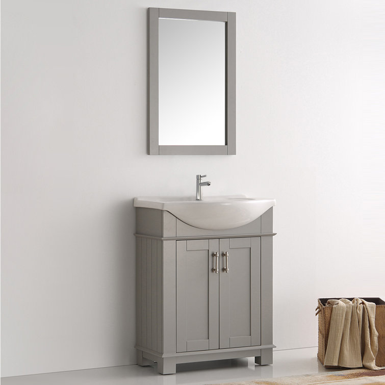 Hartford 30" Gray Freestanding Traditional Bathroom Vanity with Ceramic Sink