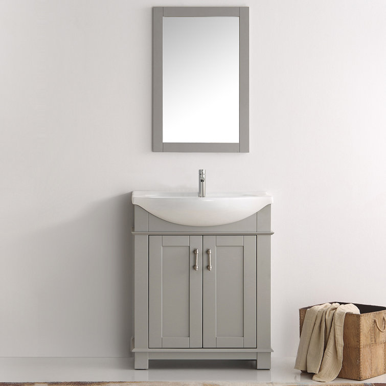 Hartford 30" Gray Freestanding Traditional Bathroom Vanity with Ceramic Sink