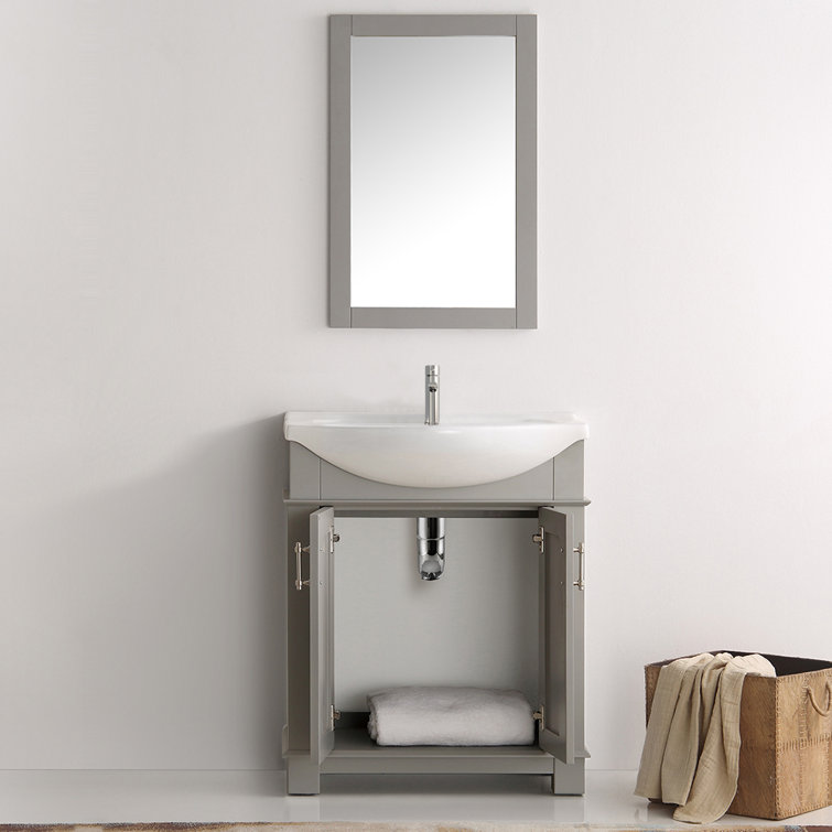 Hartford 30" Gray Freestanding Traditional Bathroom Vanity with Ceramic Sink