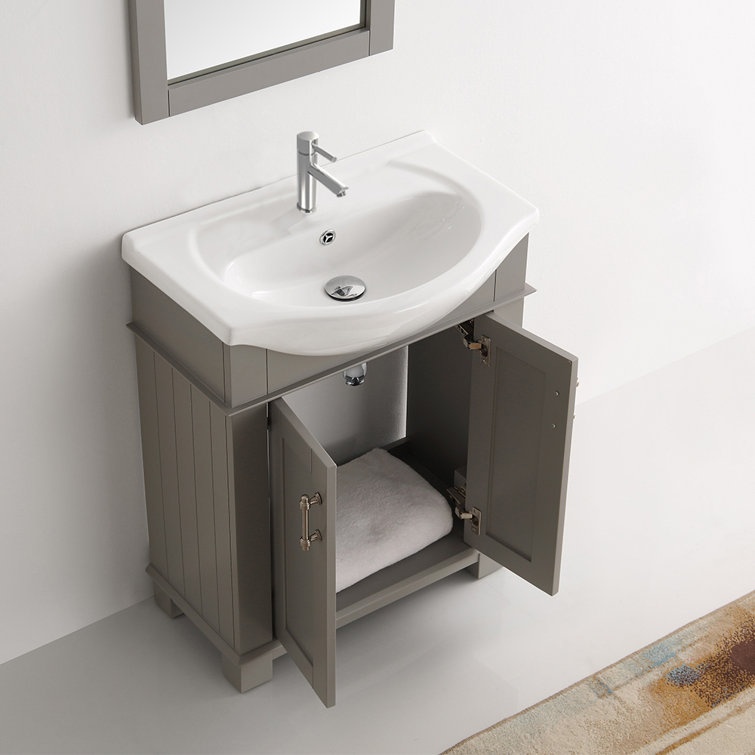 Hartford 30" Gray Freestanding Traditional Bathroom Vanity with Ceramic Sink