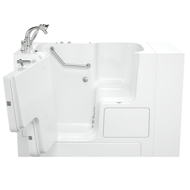 52'' x 32'' White Fiberglass Walk-in Whirlpool Bathtub