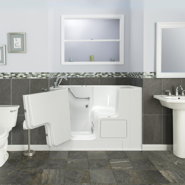 52'' x 32'' White Fiberglass Walk-in Whirlpool Bathtub